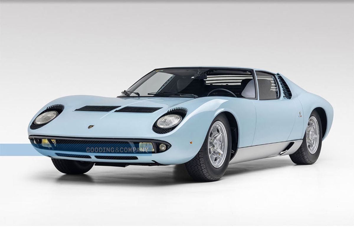 Exceptionally Restored Sky Blue Lamborghini Miura @ Gooding's Pebble Beach
