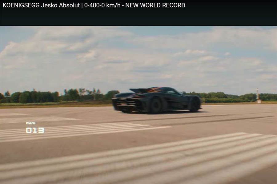 Koenigsegg Jesko Absolut breaks 0-400-0 km/h record - again