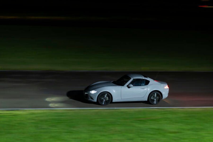 Mazda MX-5s take part in the UK’s first unlit night-time track day