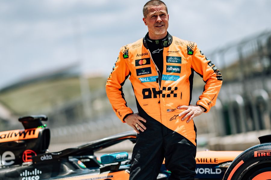 Brad Pitt drives the MCL60 around COTA to celebrate release of F1® The Movie