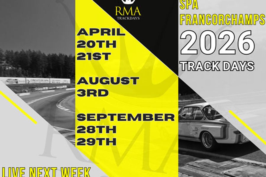 RMA Track Days Spa Francorchamps 2026 Dates Announced!