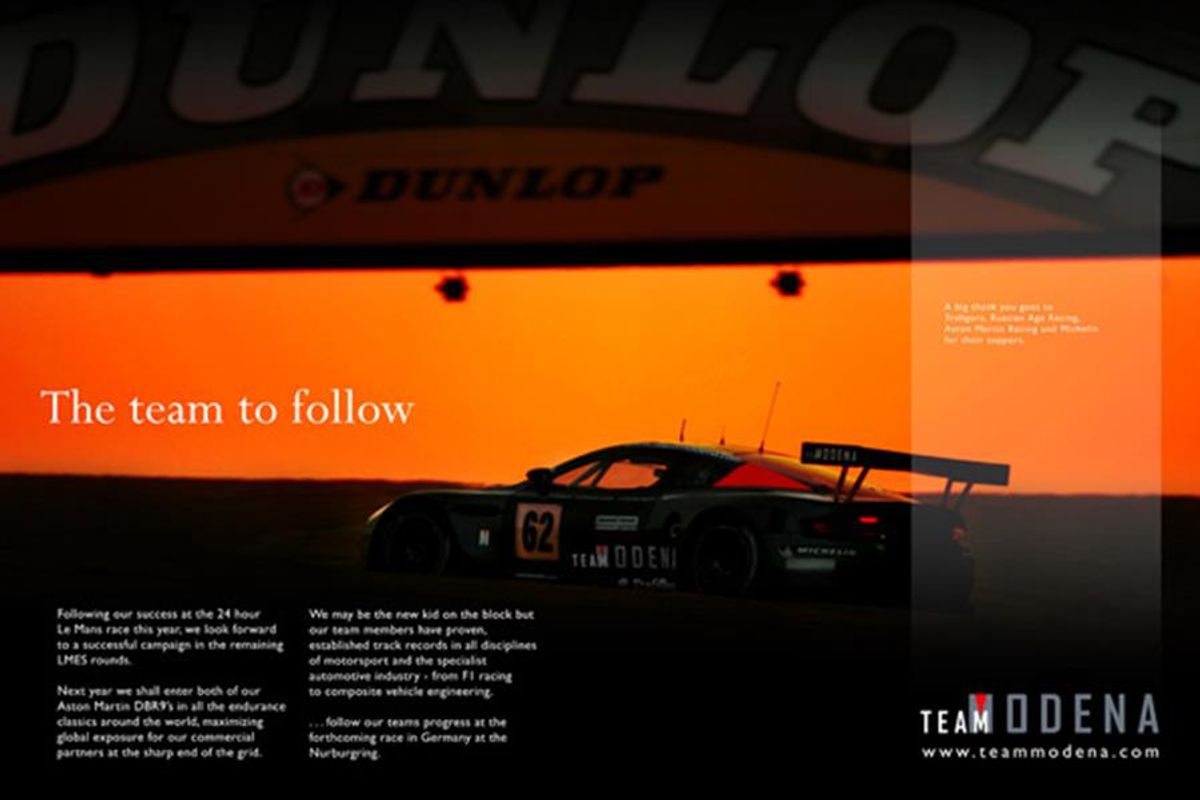 Racecar produced ad in Autosport