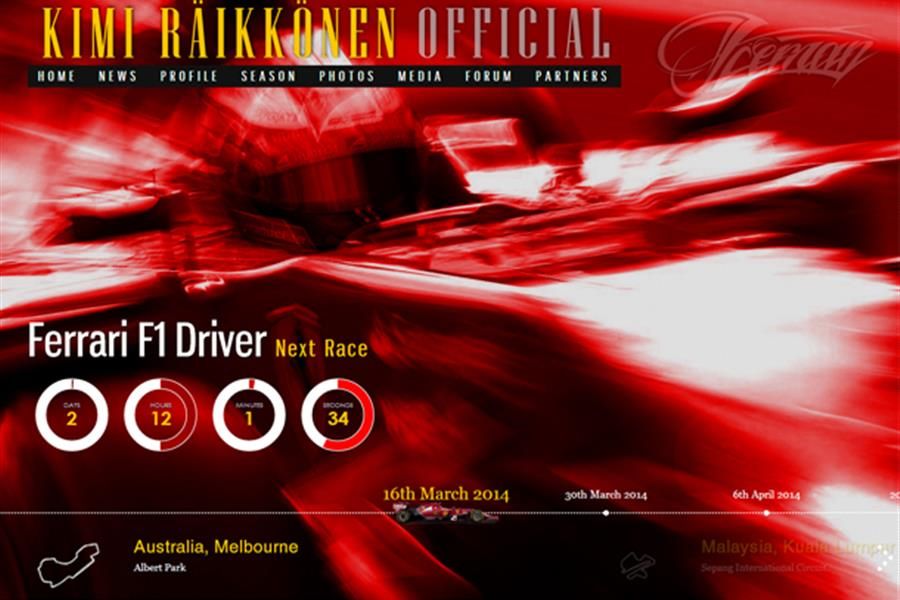 New web site for Kimi Raikkonen by Racecar