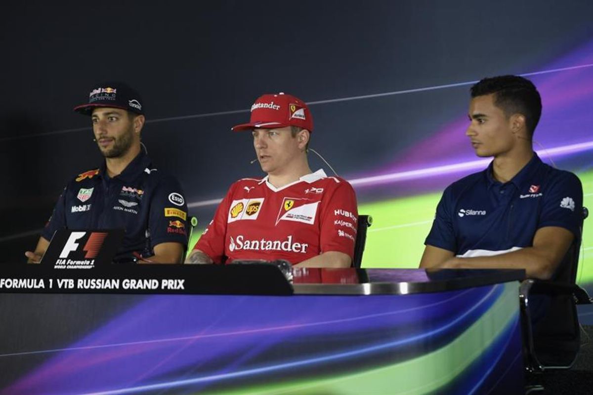 Russian Grand Prix Drivers' conference  with Racecar's Kimi Raikkonen