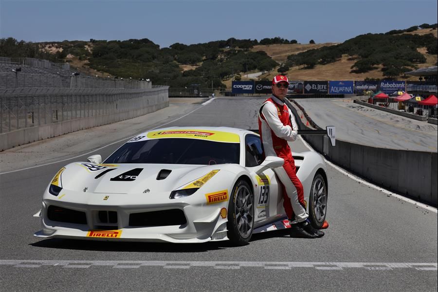 Actor Michael Fassbender races with Ferrari