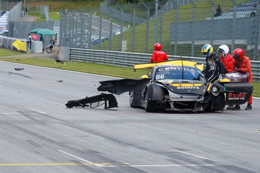 Huge accident ends ADAC GT Masters weekend for Alex MacDowell in Austria