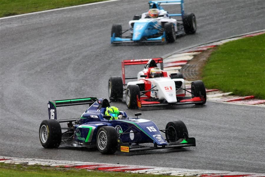 Ahmed holds on in Brands F3 race one downpour to claim ninth win of 2017