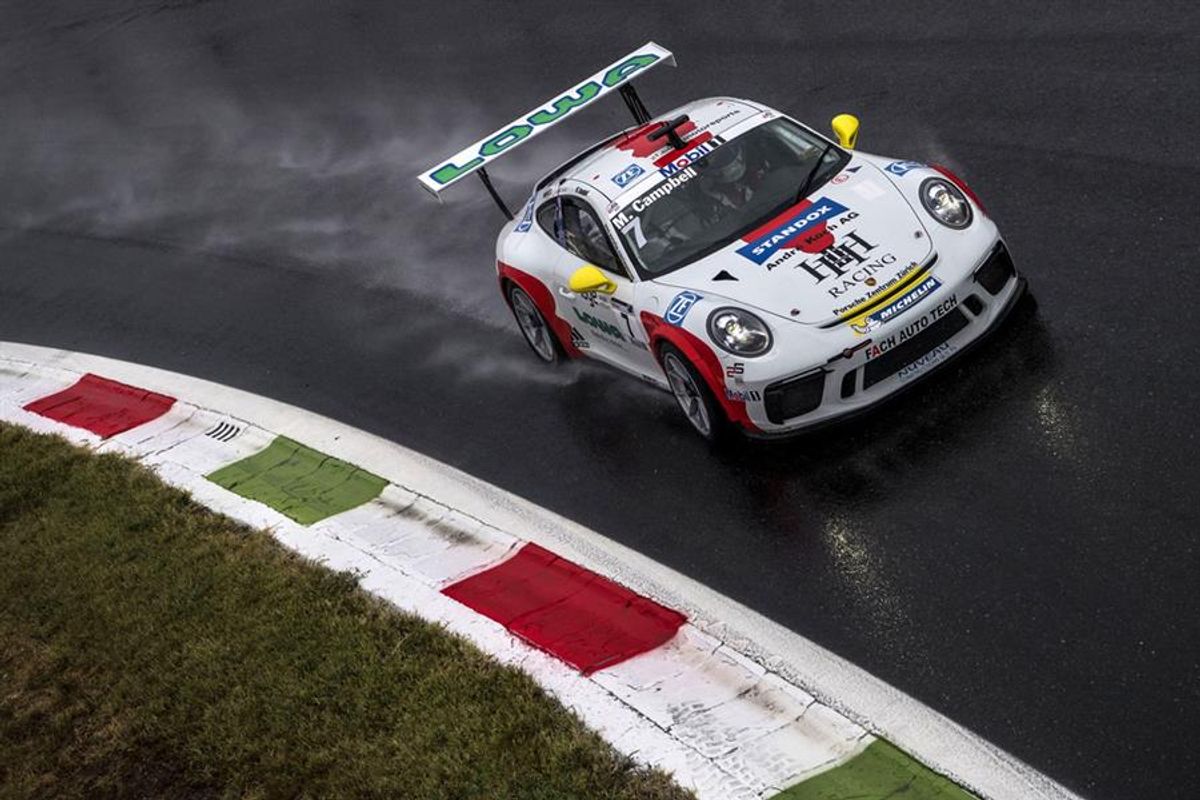 Torrential rain impedes Porsche Supercup qualifying: practice time puts Campbell on pole