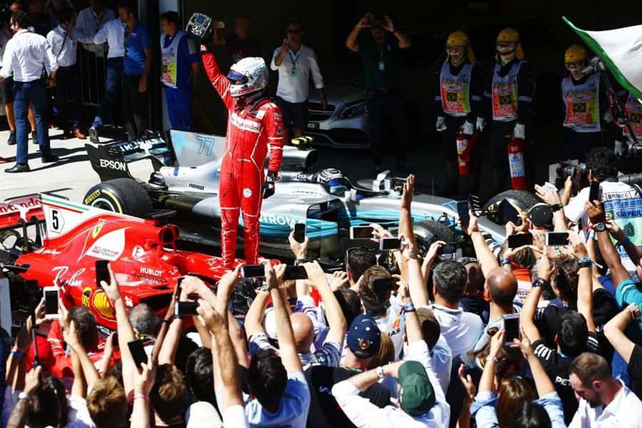 Vettel wins Brazilian GP, Kimi completes double podium for Ferrari