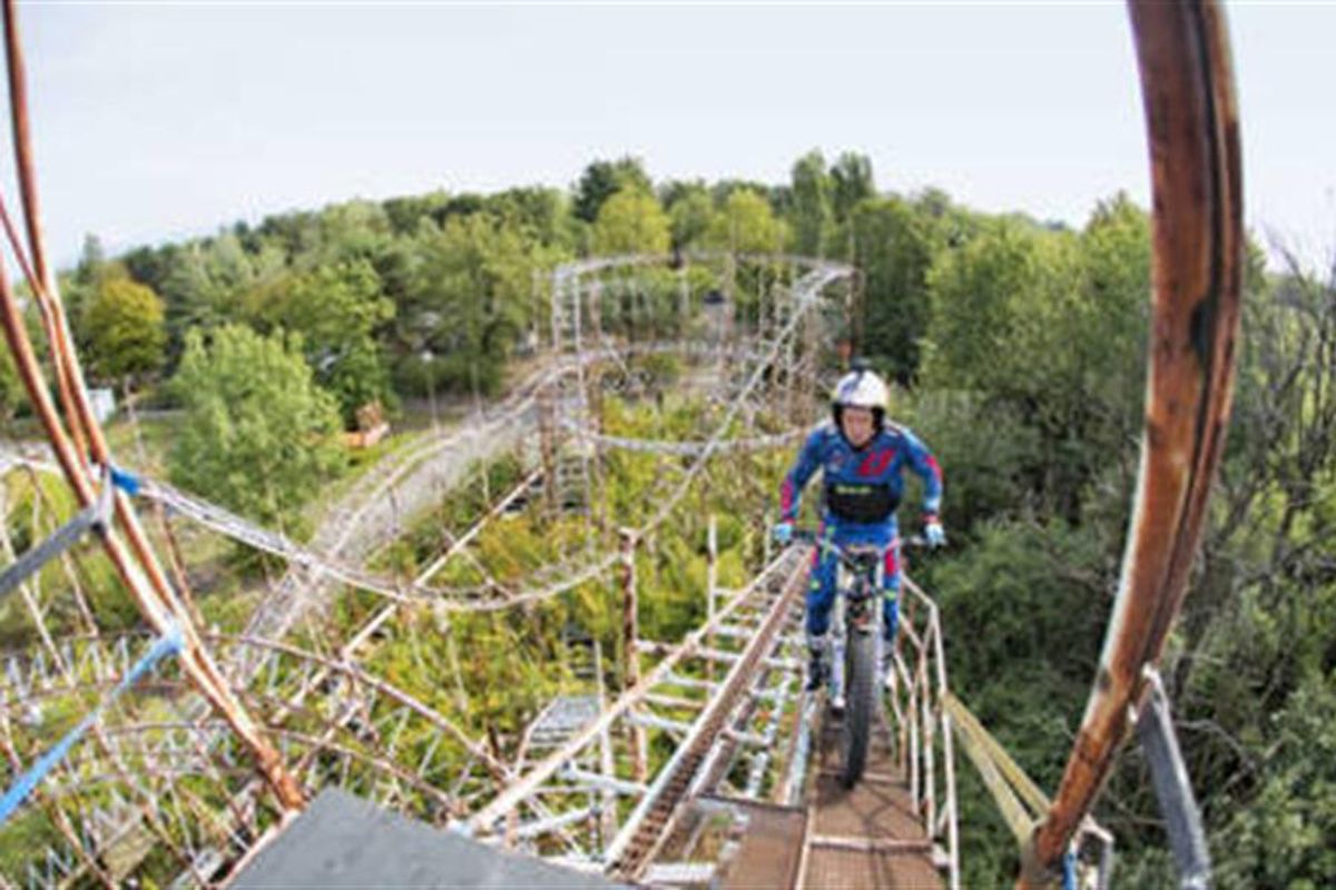 Dougie Lampkin finding adrenaline rushes at abandoned Milan theme park