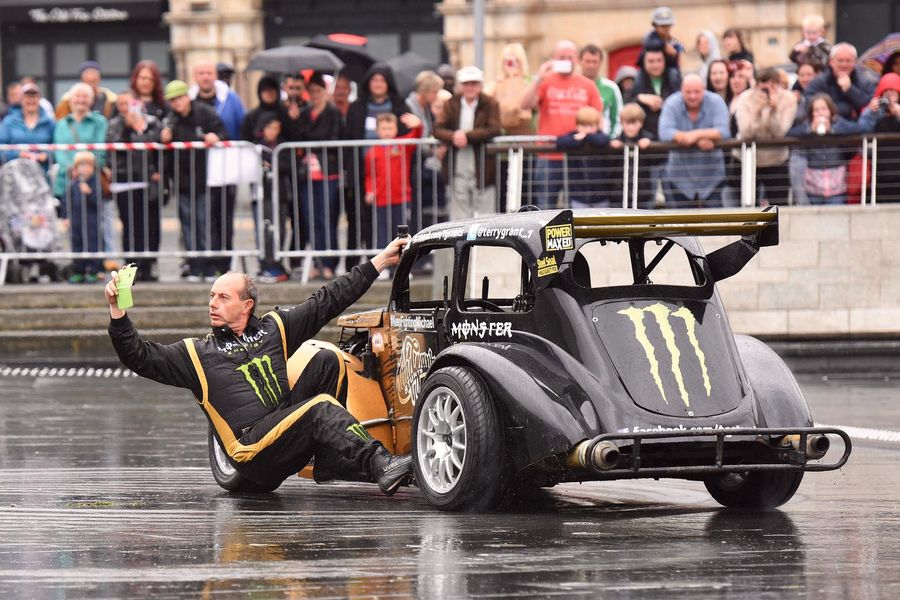 World record holder Terry Grant debuts his Stunt Show at Silverstone Classic