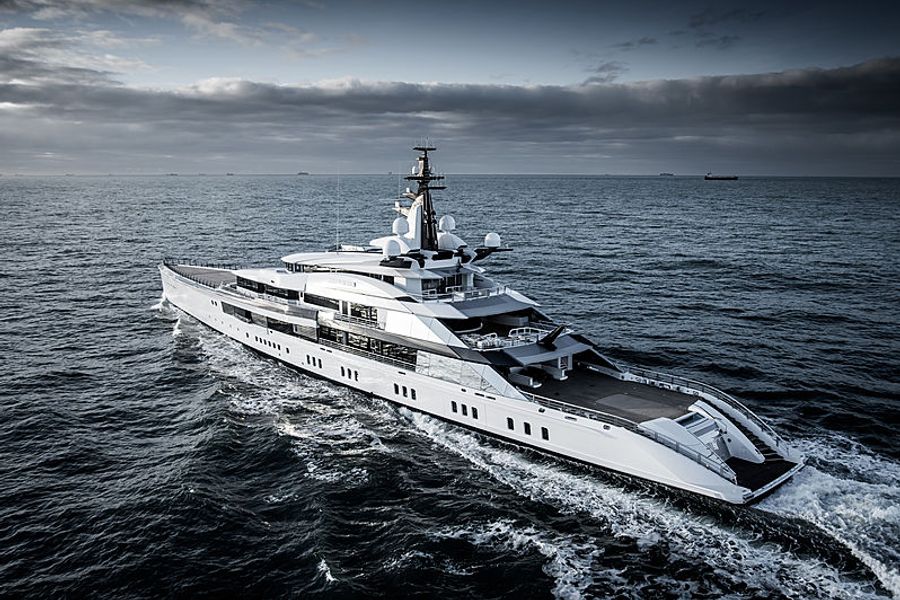 109m Oceanco project Bravo hybrid superyacht in action