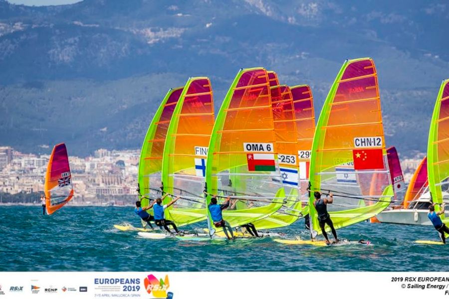 Sun sets on a long day at RS:X Europeans