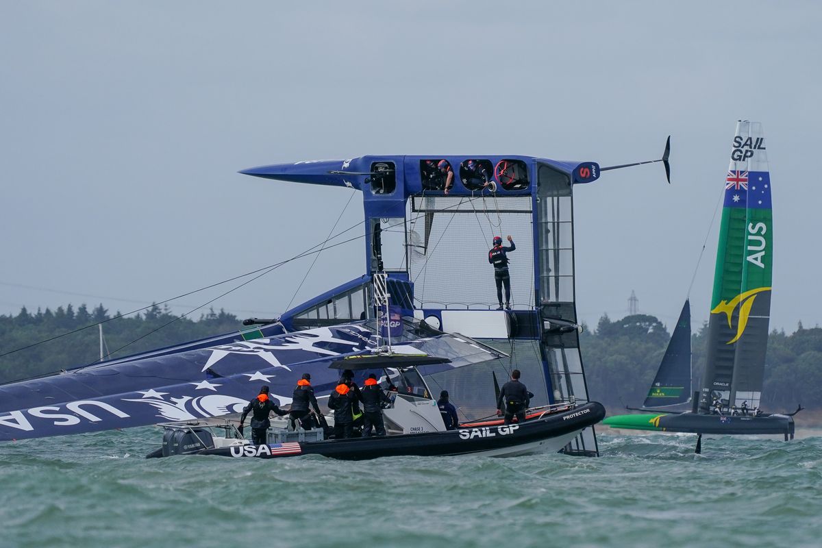 Australia win Cowes Sail GP Races 1 & 2, Team America capsize Modus