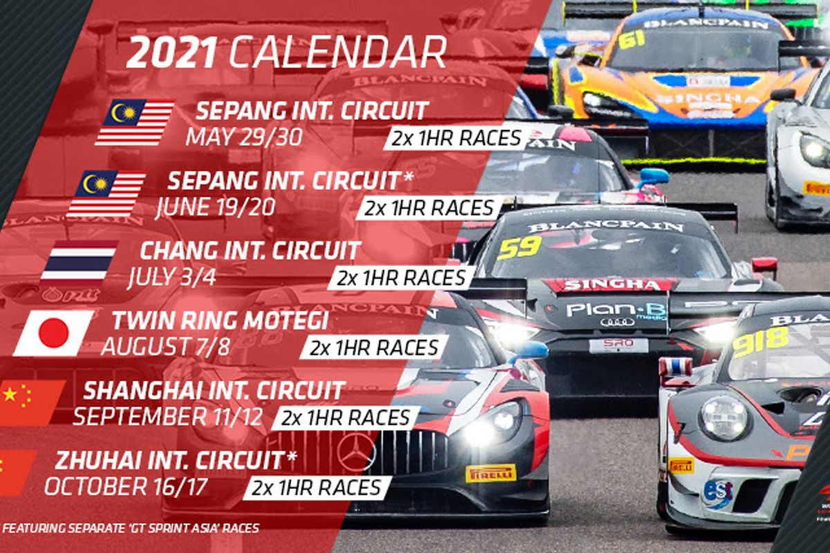 New circuits for 2021 GT World Challenge Asia