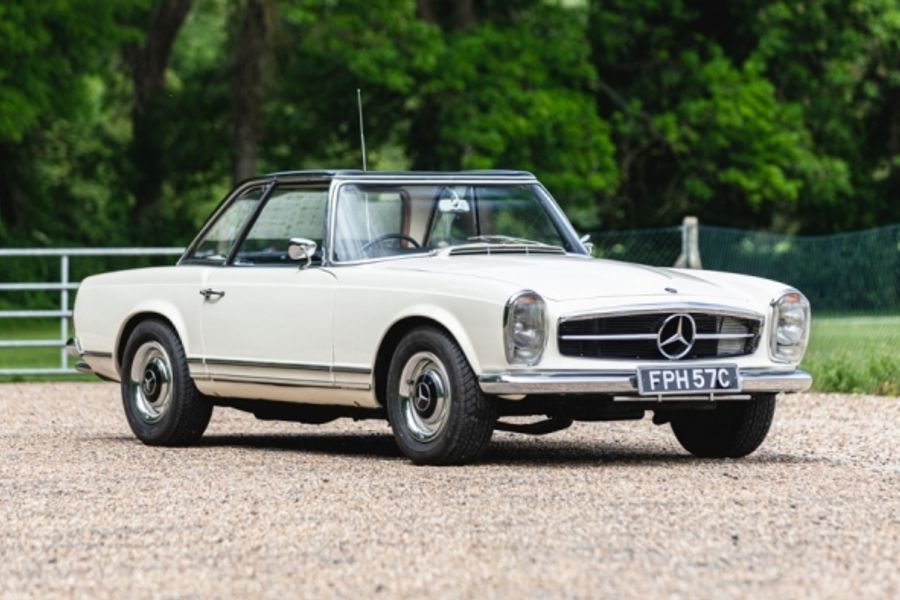Ex-Britt Ekland Mercedes-Benz 230SL on offer at The London Classic Car Show