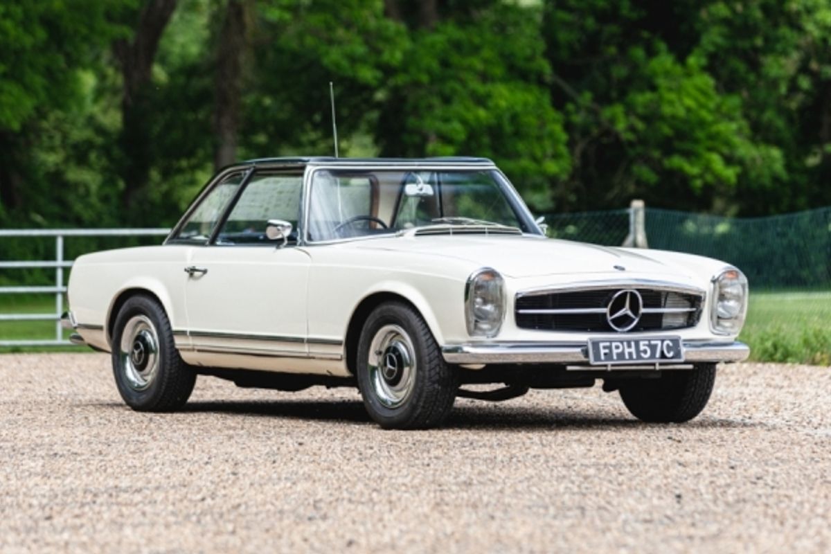 Ex-Britt Ekland Mercedes-Benz 230SL on offer at The London Classic Car Show