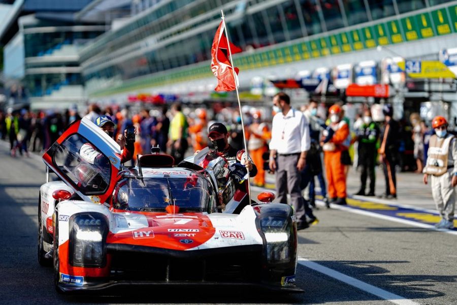 Mike Conway takes the chequered flag for Toyota in WEC 6 Hours of Monza 