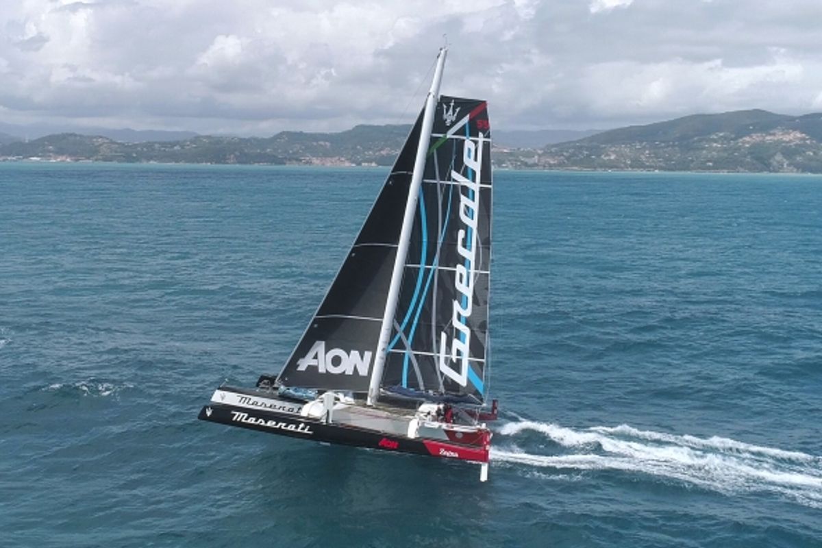 Maserati Multi 70 trimaran mainsail showcases the new Maserati SUV