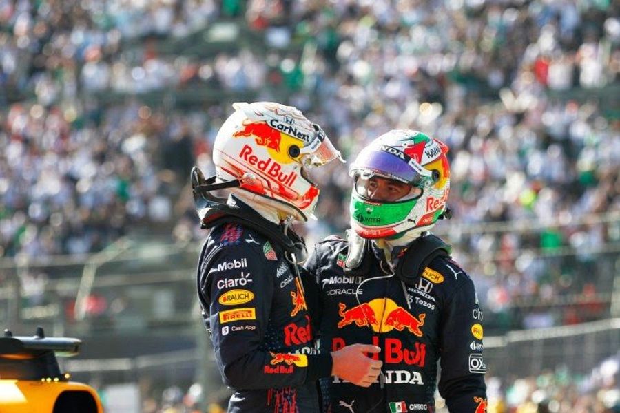 Checo on the podium in Mexico at his home Grand Prix 