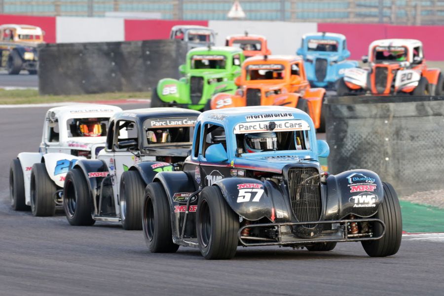 Triple Legends Cars victory for Gibson at Donington