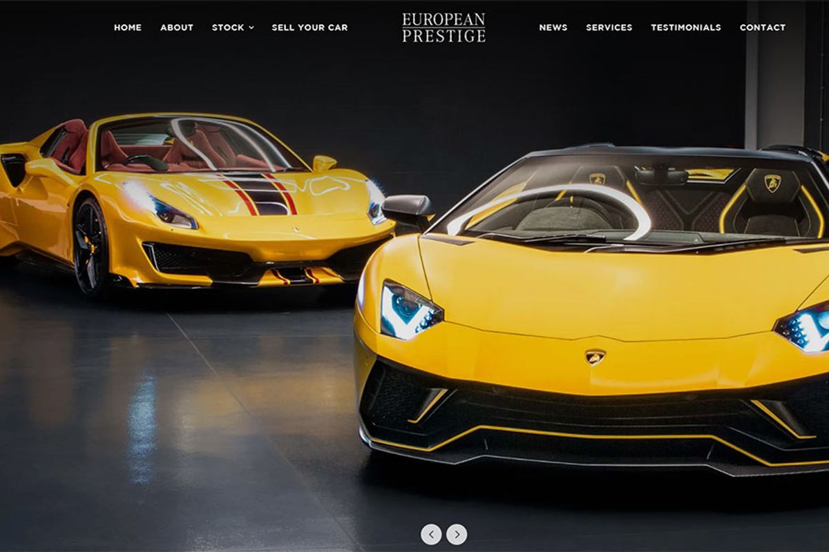 European Prestige website designed and built by Racecar