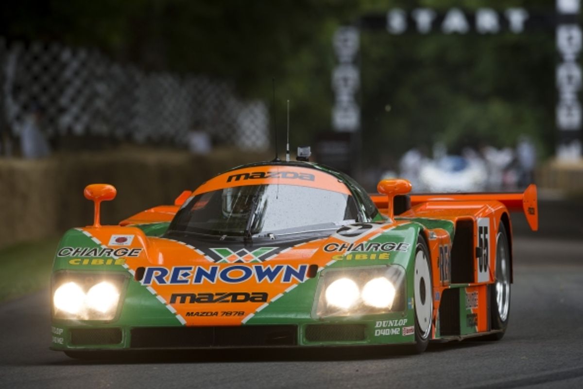 1991 Le Mans winning Mazda 787B on the hill at the Goodwood Festival of Speed