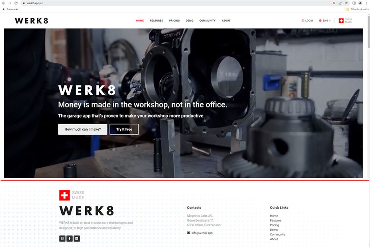 Werk 8 - Garage Management APP web site by Racecar